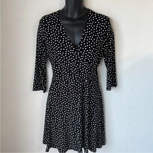 Leota Black and White Polka Dot Wrap Dress